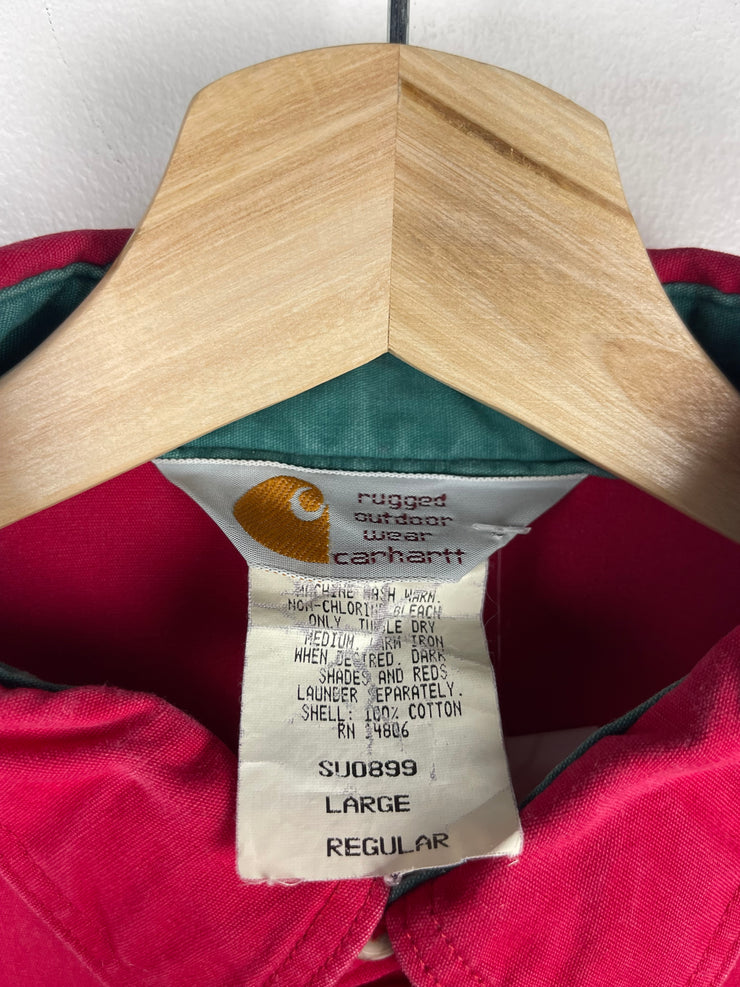 Vintage 90s Carhartt Red Button Up Long Sleeve Shirt
