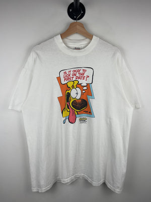 Vintage 90s Mother Goose and Grimm Lick On The First Date Cartoon White Tee