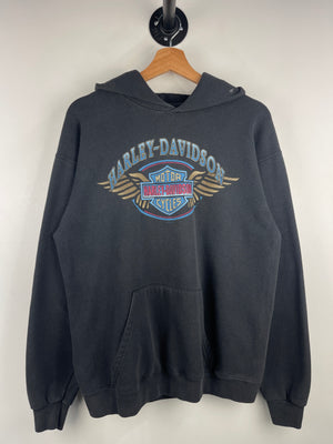 Vintage 90s Harley Davidson Manchester New Hampshire Black Hoodie