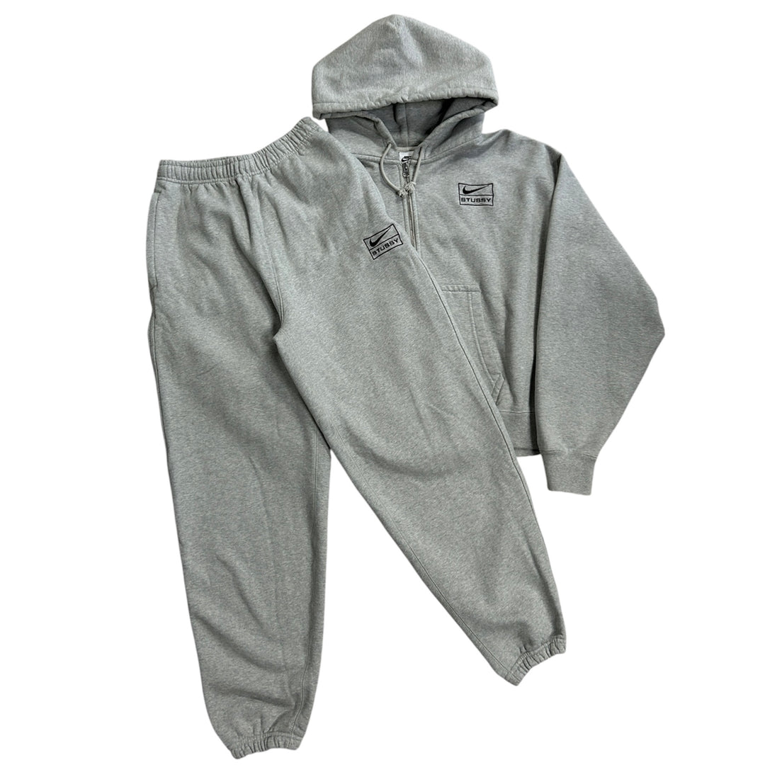 Stussy X Nike Grey Zip Up Hoodie & Sweatpants Tracksuit – Vintage