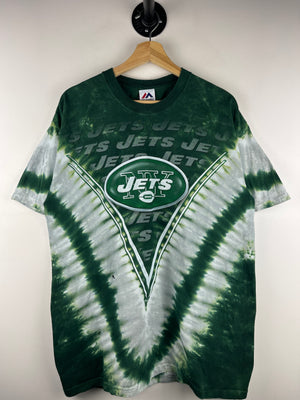 Vintage NFL Majestic New York Jets Tie Dye All Over Print Tee