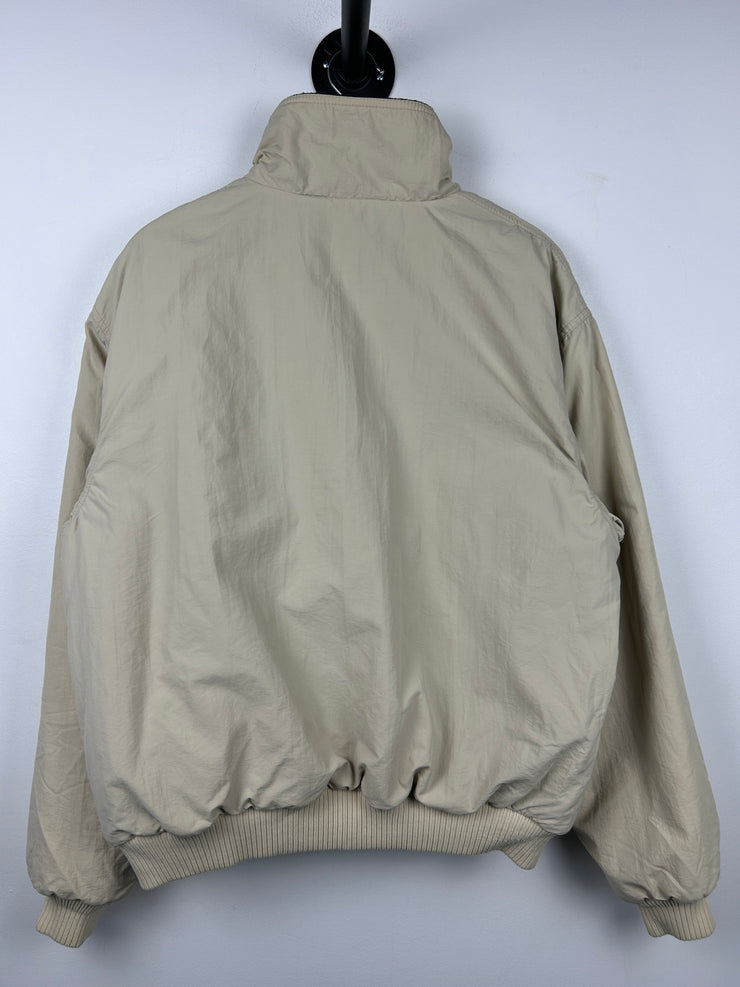 Vintage 90s Eddie Bauer Fleece Lined Beige Bomber Jacket