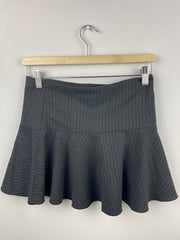 Vintage 90s Digital Women's Black & Grey Pin-Striped Mini-Skirt