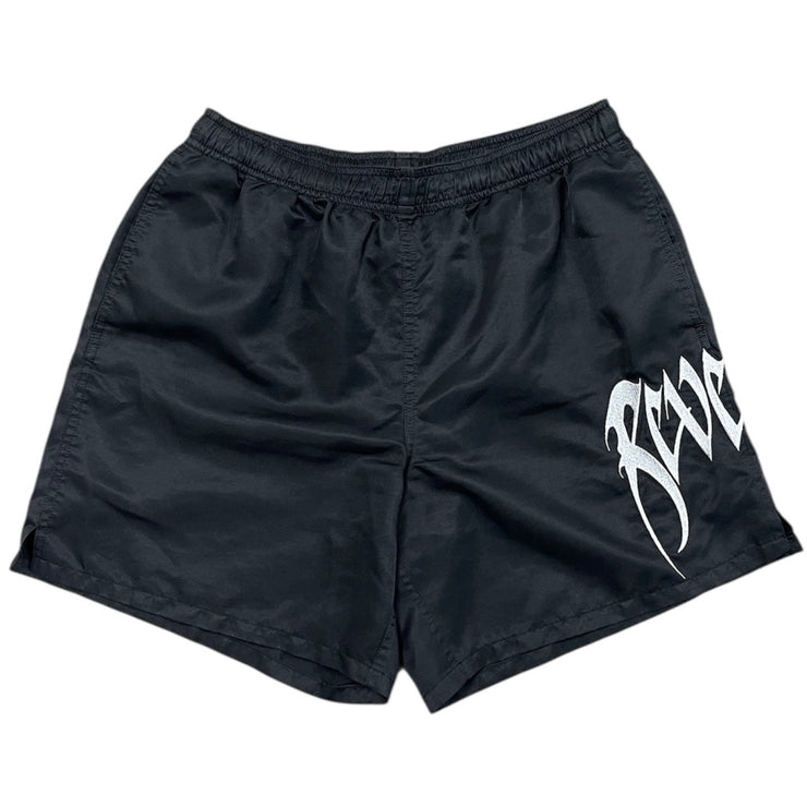 Revenge Embroidered Black Shorts