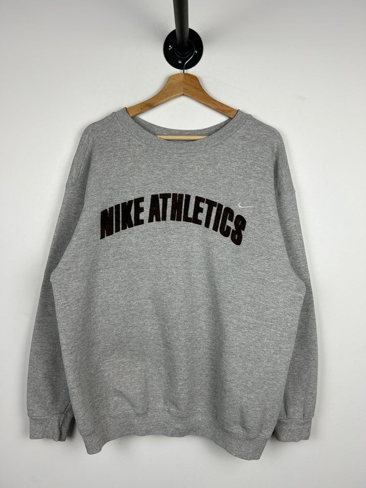 Vintage 90s Nike Athletics Mini Swoosh Grey & Brown Crewneck