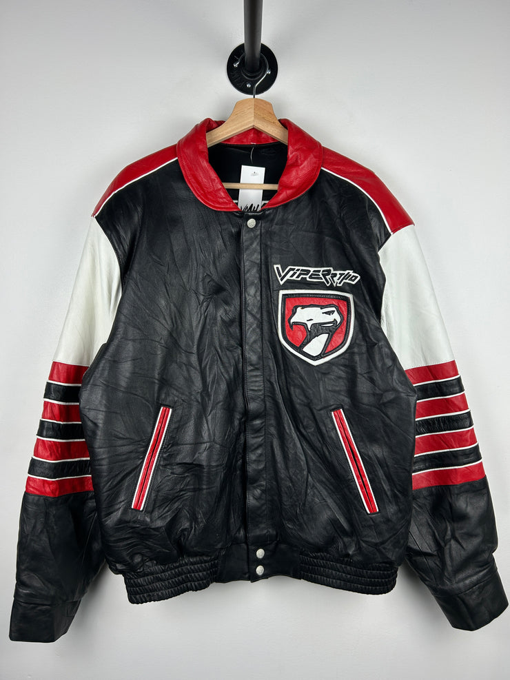 Vintage 90s Jeff Hamilton Dodge Viper Leather & Satin Reversible Jacket