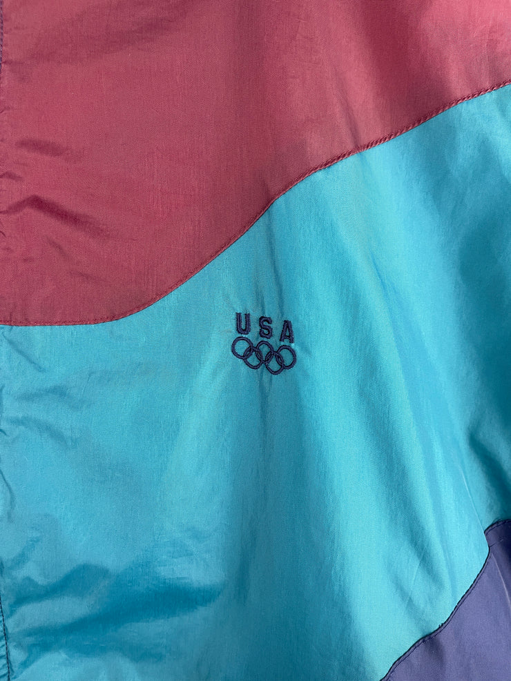 Vintage 90s USA Olympics Navy & Teal Windbreaker