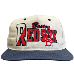 Vintage 90s MLB Boston Red Sox Beige Snapback Hat