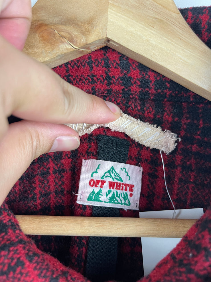 Off White FW15 Wool Tartan Red Plaid Button Up Long Sleeve Shirt