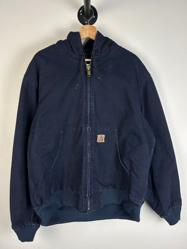 Vintage Y2K Carhartt Active Hooded Navy Jacket J130MDT