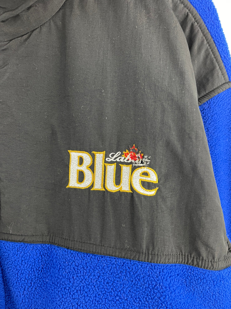 Vintage Labatt Blue Beer Blue Zip Up Fleece Sweater