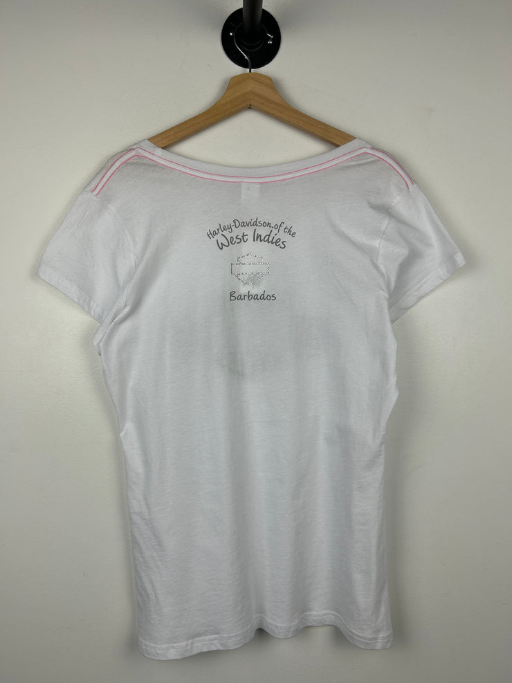 Harley Davidson Rhinestone Logo White Women’s Tee