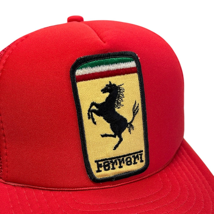 Vintage 80s Ferrari Red Trucker Snapback Hat
