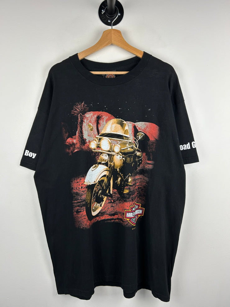 Vintage 90s Harley Davidson Fat Boy Road Glide Black Tee