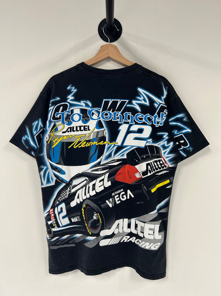 Vintage Nascar Ryan Newman On The Move Lighting AOP Black Tee