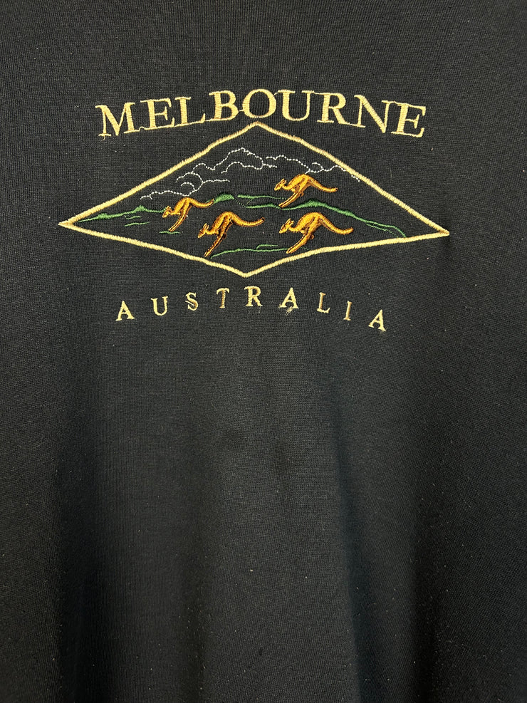 Vintage 90s Melbourne Australia Embroidered Navy Crewneck