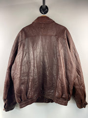 Vintage 90s Croft & Barrow Brown Leather Bomber Jacket