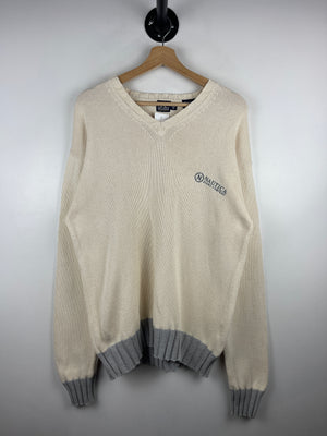 Vintage 90s Nautica Jeans Company Cream Knit Sweater