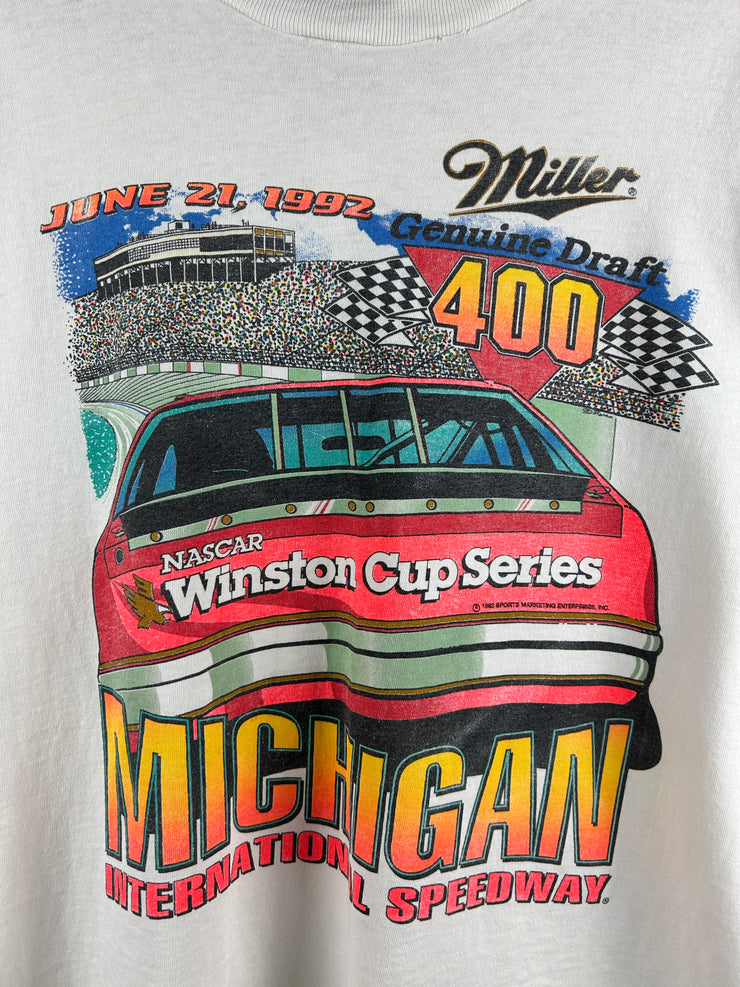 Vintage 90s Nascar Winston Cup Series Michigan Speedway White Tee