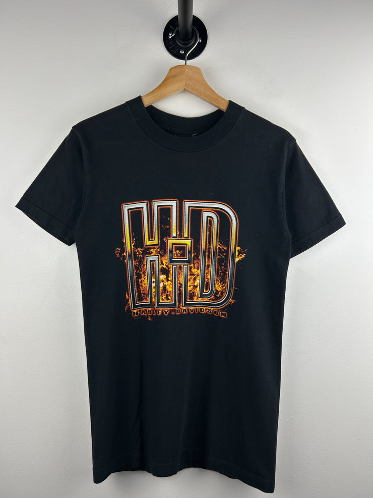 Vintage Harley Davidson Flames London Black Tee
