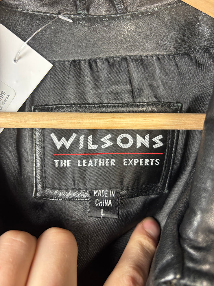 Vintage 90s Wilson Black Leather Cropped Jacket
