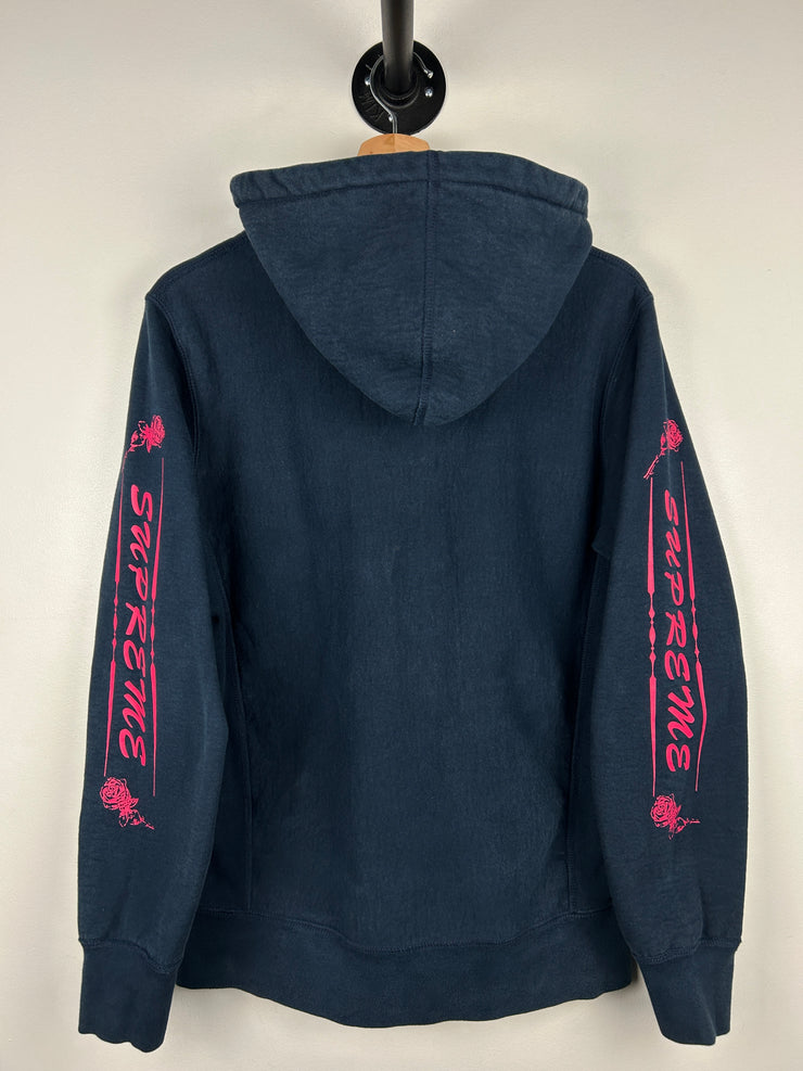 Supreme FW16 Rose Sleeve Navy Hoodie