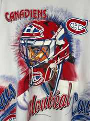 Vintage 90s NHL Bulletin Montreal Canadiens All Over Print White Tee