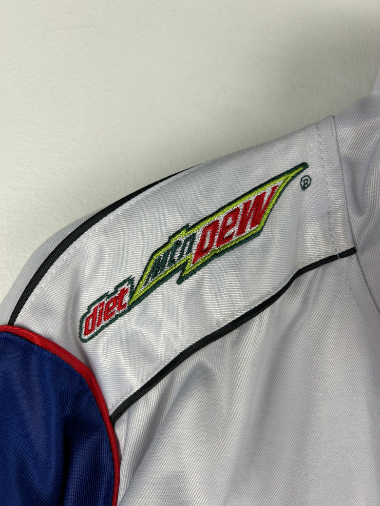 Vintage Nascar Chase Dale Jr National Guard Satin White Racing Jacket