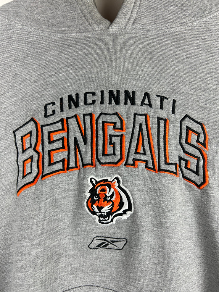 Vintage NFL Reebok Cincinnati Bengals Embroidered Grey Hoodie