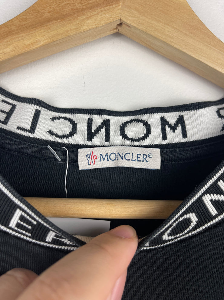 Moncler Neck Logo Collar Black Tee
