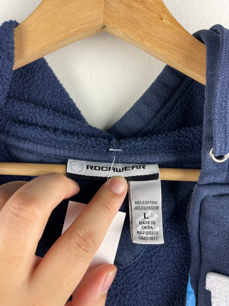 Vintage Y2K Rocawear Embroidered Navy Zip Up Hoodie