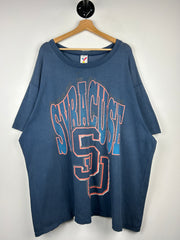 Vintage 90s Syracuse University Thrashed Faded Navy Tee