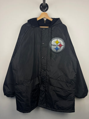 Vintage 70s NFL Pro Knitwear Pittsburgh Steelers Black Parka Jacket