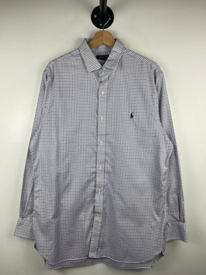 Vintage Polo Ralph Lauren Checkered White & Purple Long Sleeve Button Up Shirt
