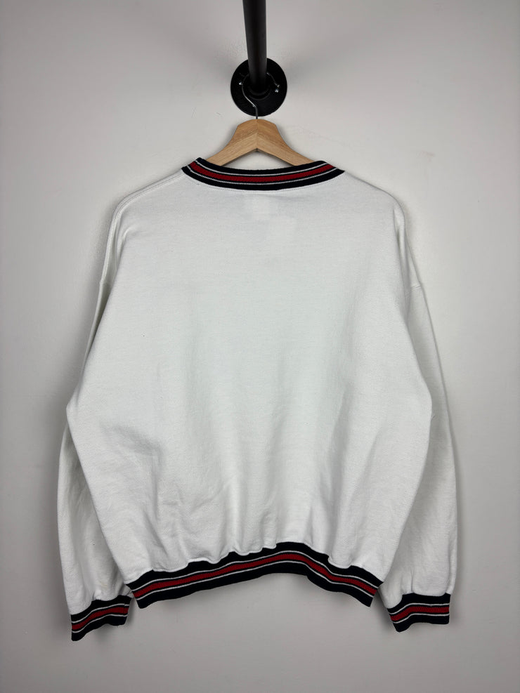 Vintage 90s Chase Bank Embroidered White Crewneck