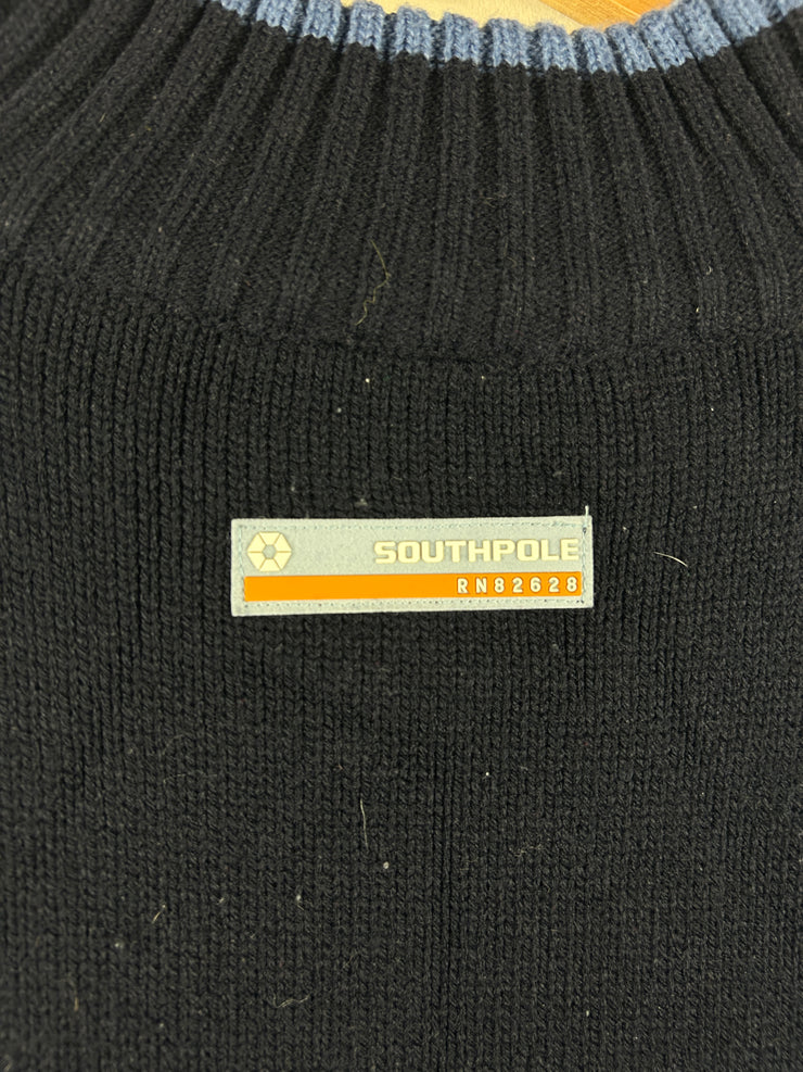 Vintage Y2K South Pole Navy & Baby Blue 3D Knit Sweater