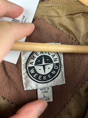 Vintage 90s American Weekend Faded Brown Leather Suede Bomber Jacket