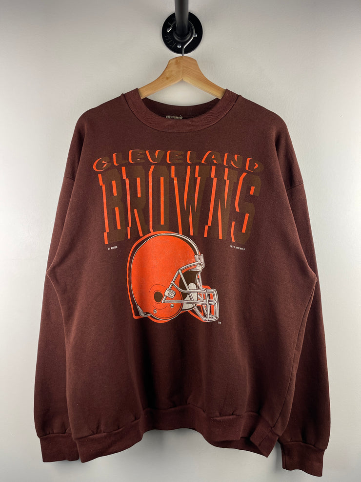 Vintage 90s NFL Cleveland Browns Spellout Brown Crewneck