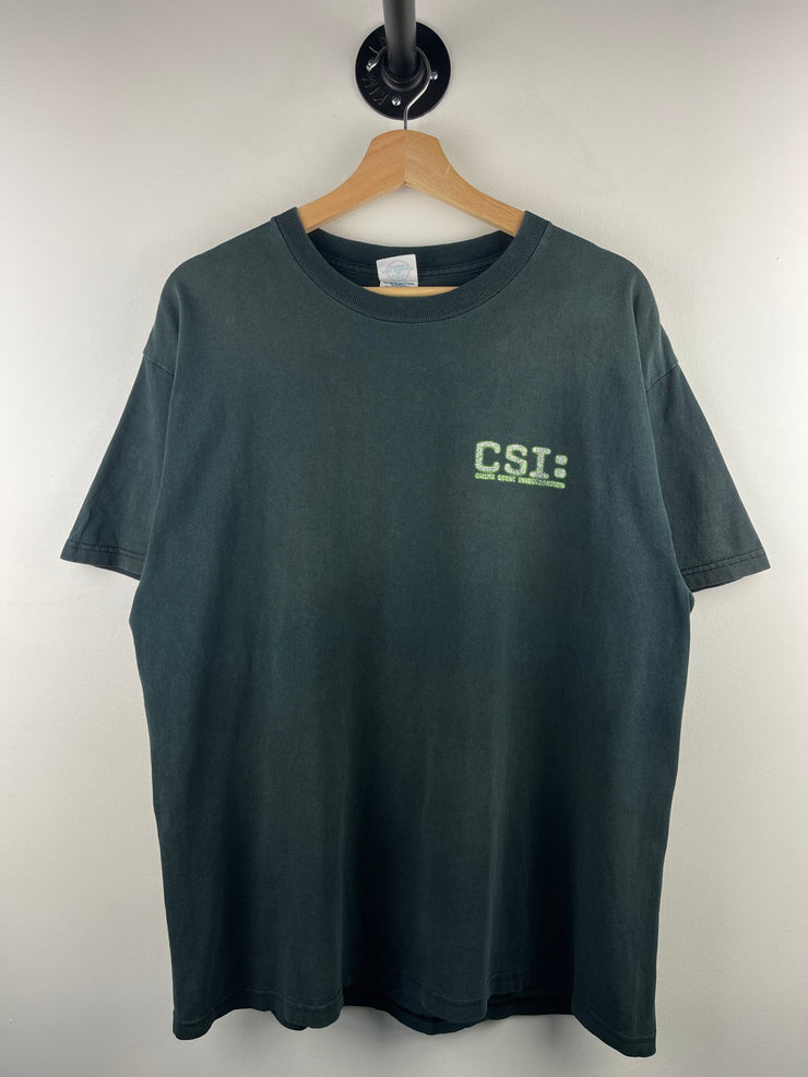 Vintage 2001 CSI Crime Scene Investigation TV Show Promo Black Tee