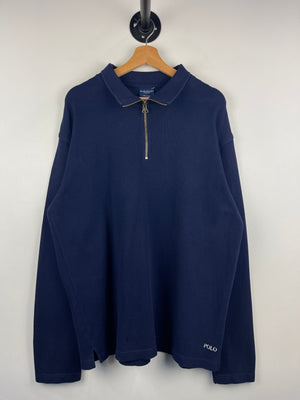 Vintage Polo Ralph Lauren Spellout Navy Quarter Zip Sweater