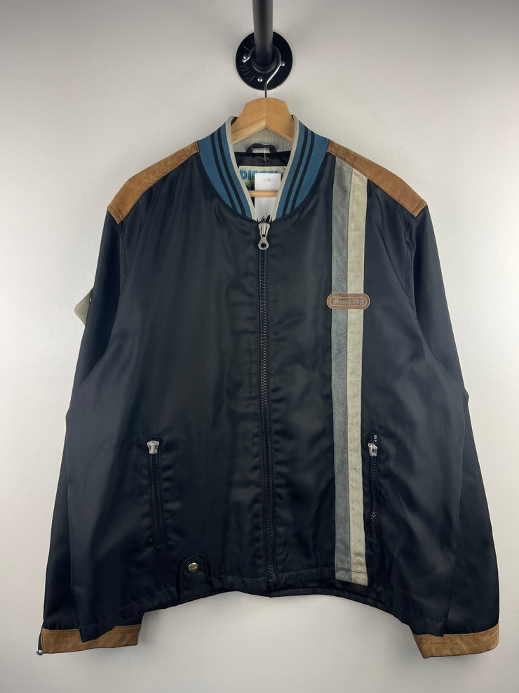 Vintage 90s Diesel 700 Biker Nylon Black Jacket