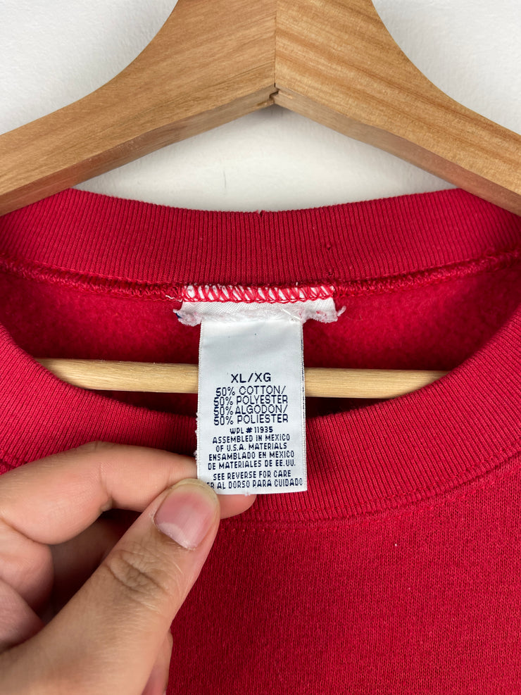 Vintage 90s Dalmatian Dog Fire Fighter Red Crewneck