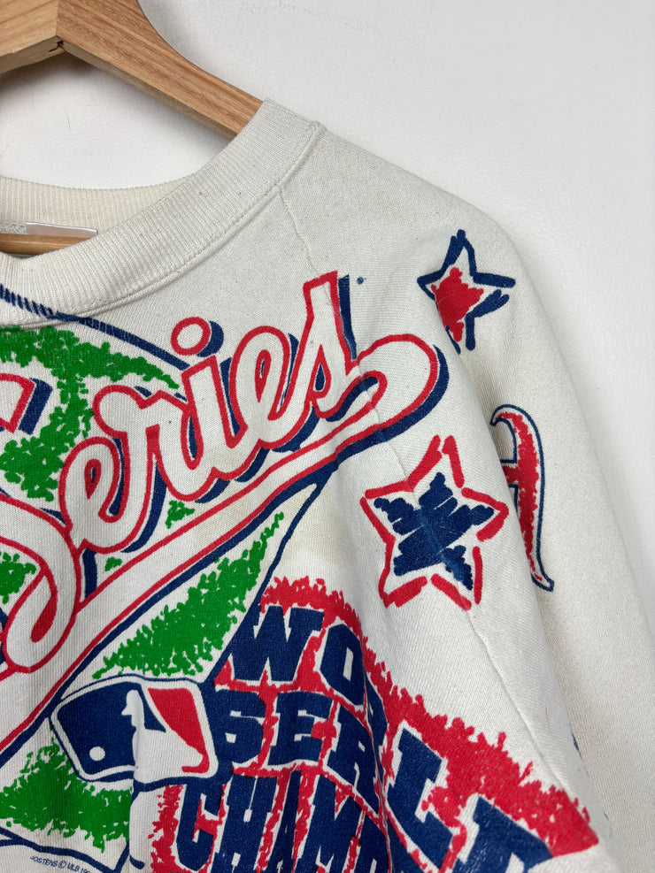 Vintage 90s MLB Minnesota Twins World Series Champions All Over Print White Crewneck
