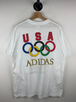Vintage 80s Adidas Olympics Summer Games White Tee