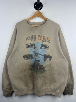 Vintage John Deere Tractors Thrashed Beige Crewneck