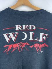 Vintage 90s Red Wolf Beer Follow Your Instincts Black Crewneck