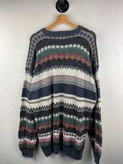 Vintage 90s Etchings Pattern Multi Colour Knit Sweater