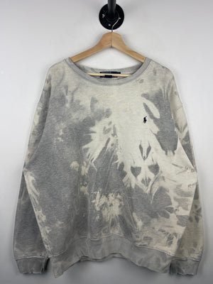 Vintage 90s Polo Ralph Lauren Bleach Dyed Grey Crewneck