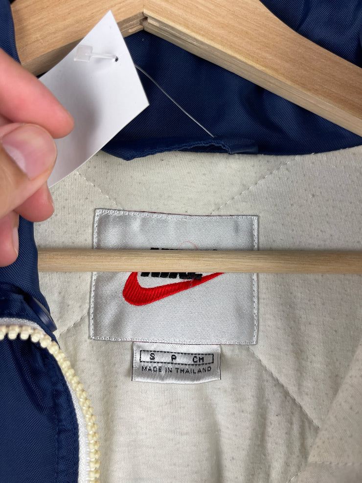 Vintage 90s Nike Swoosh Navy & White Bomber Jacket
