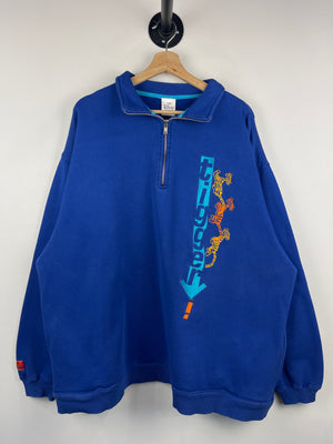 Vintage 90s Disney Tigger Embroidered Blue Quarter Zip Sweater